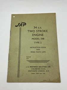JAP Model 34B Type 2 34cc Two Stroke Engine Instructions & Spare Parts List - Picture 1 of 3