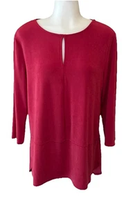 Chico's Travelers Tunika Gr. 1 (8-10) rosa Slinky Strick 3/4 Arm Schlüssellochausschnitt - Bild 1 von 11