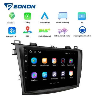 Receptor estéreo de radio de coche IPS de 9" para Mazda 3 2010-13 Android automático 13 CarPlay GPS Foto 1 de 4