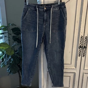 Judy Blue Pants Womens 14W Blue Drawstring Jogger High Rise Tapered Stretch - Picture 1 of 8