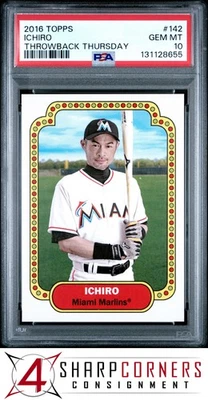 2016 TOPPS THROWBACK THURSDAY #142 ICHIRO SUZUKI MARLINS HOF PSA 10 - Image 1 of 3