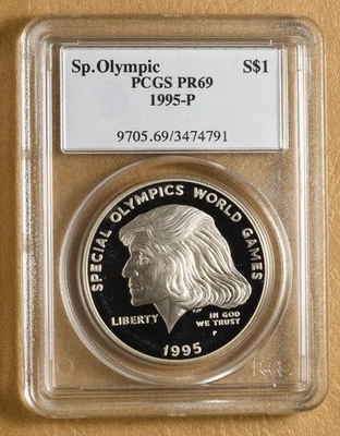 1995 P Special Olympics Commemorative Silver Dollar PCGS PR69 - Image 1 of 2