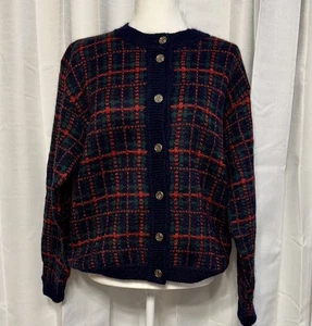 VINTAGE EDINBURGH DAMEN Medium CARDIGAN TARTAN MOHAIR Pullover - Bild 1 von 17