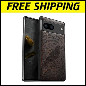 Coque Antichoc Bois Naturel et TPU pour Pixel 7a - Design Élégant Corbeau Darkwood - Photo 1 sur 9