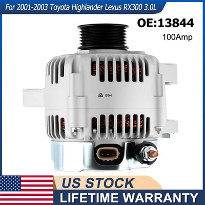 Alternator OEM 13844 For 1999-2003 Toyota Highlander Lexus RX300 100A 6-Groove - Image 1 of 4