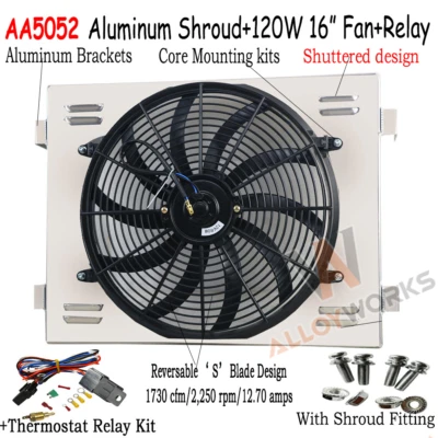 Radiator Electric Fan+Shroud+Relay For 1955-1957 1956 CHEVY Bel-Air Nomad V8 Foto 1 de 4