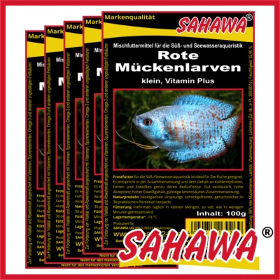 SAHAWA Frostfutter Fischfutter Aquarium 5 x 100g Blister Sorte: Rote Mückenlarven