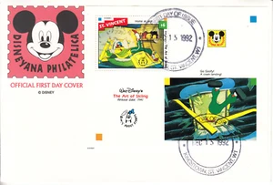 ST VINCENT – 1992 “DISNEY – GOOFY / THE ART OF SKIING” SS on FDC - Picture 1 of 1