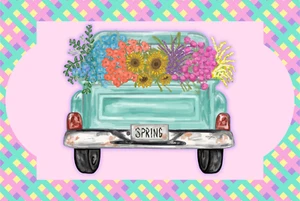 Spring Floral Truck Sign or Door Hanger - Picture 1 of 4