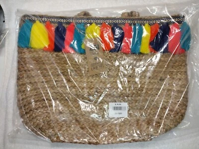 NEW! Jute ZOI Shoulder Bag, Large Women Boho Beach Party Purse, Straw Handbag! - Image 1 of 4