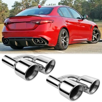 双 4 英寸四款不锈钢排气尖适用于阿尔法罗密欧 Giulia 2017 - 2025 — 第 1/4 张图片
