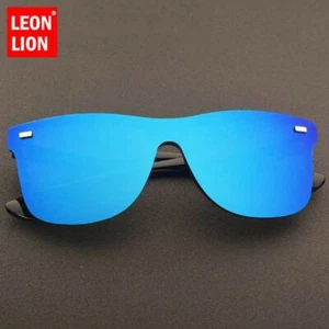 Rimless Square Sunglasses -Polycarbonate UV400 Mirror Lens Retro Plastic Eyewear - Picture 1 of 19