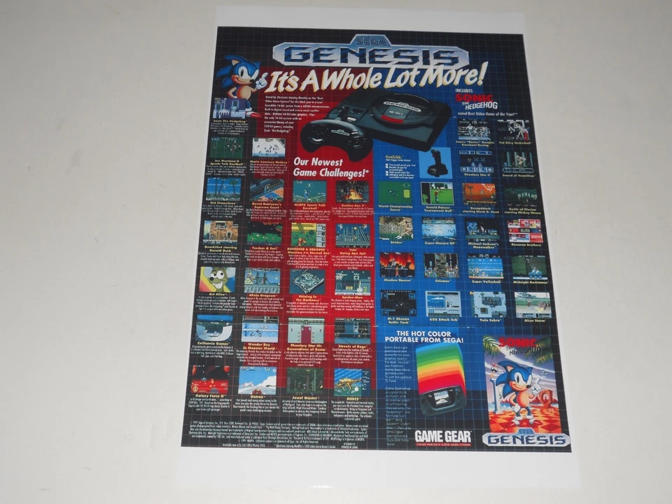 Sega Genesis / Game Gear / Games Poster 1990 17" by 13" Details on all - Image 1 of 4