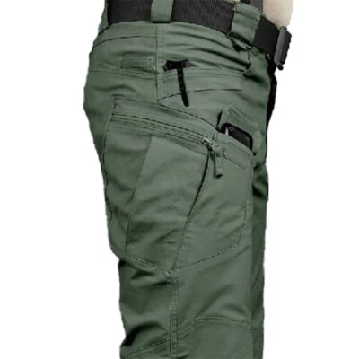 Men Tactical Cargo Pants Outdoor Hiking Soldier Multi Pocket Work Combat Trouser - Image 1 of 4