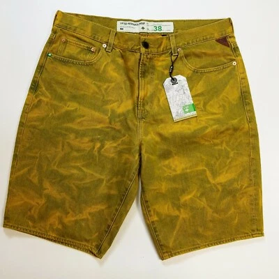 Lifted Research Group 100% AUTHENTIC MULTICOLORED DENIM SHORTS Dirty Mustard - Image 1 of 4