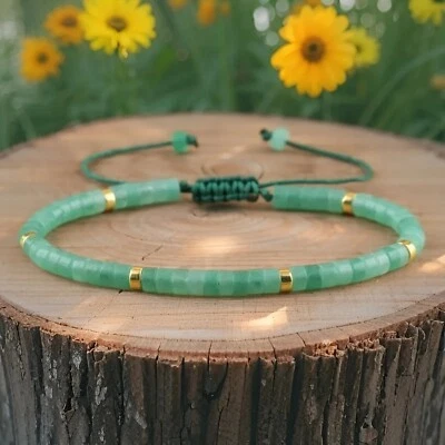 Handmade Green Aventurine 4mm Beads Dainty Crystal Healing Reiki Woman Bracelet - Image 1 of 2