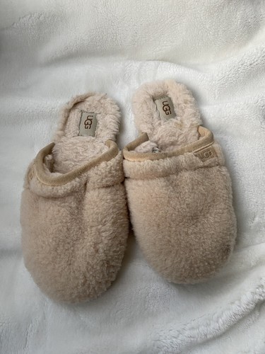 UGG Fluffette ciabatta donna lana senza schienale punta chiusa panna taglia 8 UK6 EU39