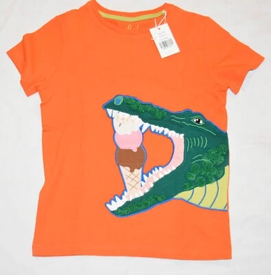 MINI BODEN Applique Shirt Alligator Crocodile Orange NWT New 8-9 - Image 1 of 4