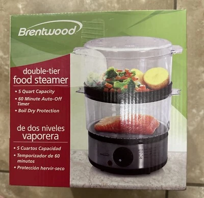 Brentwood TS-1005 2-Tier 5 Quart Electric Food Steamer, Stainless Steel, 400W - Image 1 of 4