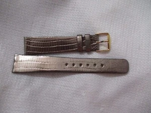genuine lizard WATCH BAND 19mm pewter gold buckle - Picture 1 of 3