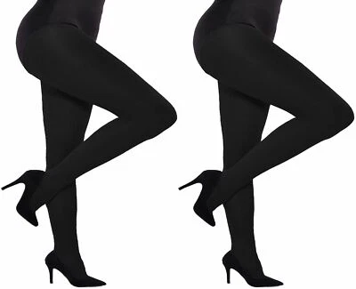 Black 2 Pack Women Plus Size Opaque Microfiber Tights UK size 18 - 22