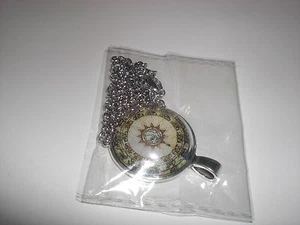 Collar Colgante Cadena Cristal Plata Tibetana Cabujón Brújula Zodiaco - Nuevo - Imagen 1 de 2