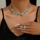 Asian Indian Pakistani Rhinestone Silver Plated Earrings Necklace Jewellery Set.