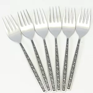 Oneida Fernwood West Bend Salad Forks 6 1/4" Stainless Lot of 6 - Picture 1 of 7