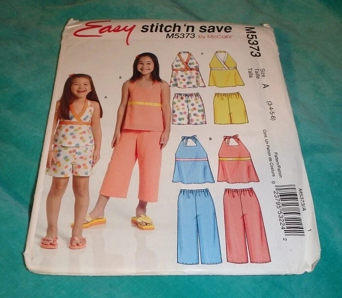 MCCALLS STITCH 'N SAVE PATTERN 5373 ~ GIRLS CAPRIS SHORTS TOPS ~ SIZES 3 4 5 6 - Image 1 of 1