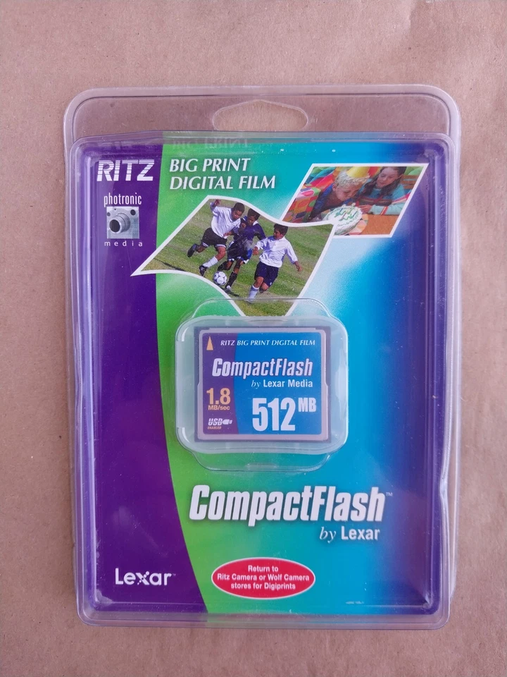 Lexar Media 512MB Compact Flash Memory Card Big Print Digital Film Ritz - Image 1 of 3