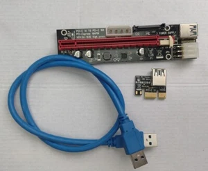 PCIe Riser 3 in 1, PCI Express 164 Pin, PCI-E X1, 60cm Data Cable USB A to USB A - Picture 1 of 4