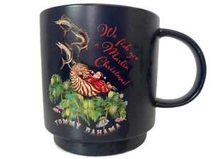 Tommy Bahama Ceramic Navy Blue Fishing Christmas Mug We Fish You A Marlin - Picture 1 of 9