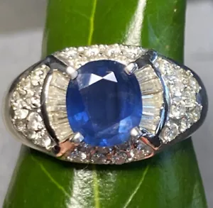 Anillo vintage de diamantes y zafiros joyería fina patrimonio usado certificado talla 7,5 - Imagen 1 de 21