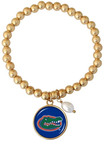Florida Gators Diana Gold and Pearl Stretch Bead Bracelet Blue Orange Jewelry UF Cover