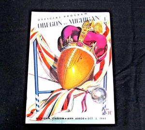 Programa Michigan Oregon 1948 ¡campeones nacionales de fútbol americano universitario! AD - Imagen 1 de 5