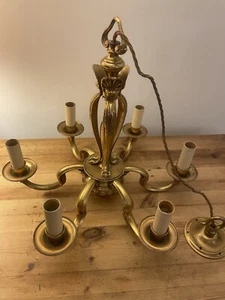 Elegant French 6 arm heavy Gilded Chandelier - good proportions nice quality - Picture 1 of 8