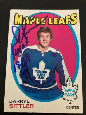 Tarjeta OPC firmada por Darryl Sittler 1971-72 de Maple Leafs con inscripción HOF Foto 1 de 3
