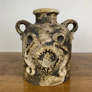 Carstens Tonnieshof Moon Crater Vase Double Handle Vtg MCM Fat Lava Germany READ - Picture 1 of 14
