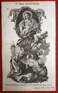 SANTINO INCISIONE ACQUAFORTE 1700 LITANIE LAURETANE S. DEI GENITRIX klauber - Picture 1 of 1