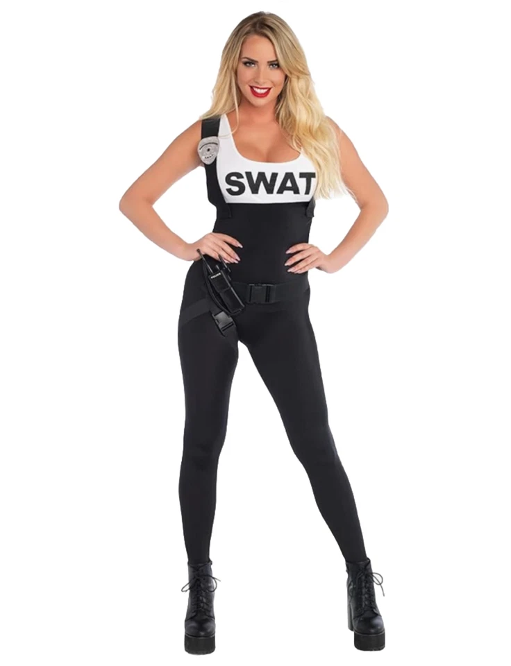 S.W.A.T. Jumpsuit Cosplay Halloween Sexy Costume Party - Image 1 of 4