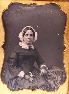Older Woman With Arm Resting on Table Full Case (1/4 Plate Daguerreotype) - Picture 1 of 4