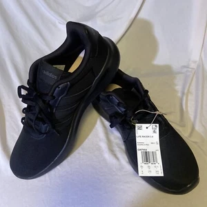 New Adidas Mens Lite Racer 3.0 Black Running Shoes GW7954 Size 9 Damaged Box - Picture 1 of 15