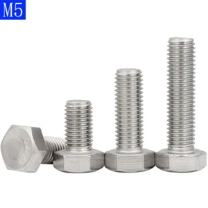M5 - 0.8 304 Stainless Steel Metric Full Thread Hexagon Head Bolts Screws DIN933 - Bild 1 von 6