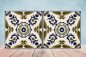 Azulejos de pared de cerámica griega - Juego de 2 azulejos de arte de cerámica para salpicadero de cocina para baño - Imagen 1 de 3