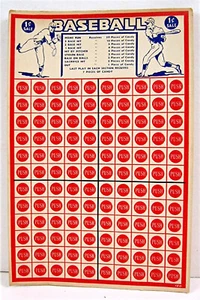 Tarjeta de exhibición de juegos de béisbol de 1 centavo punch mesa pagos de dulces stock antiguo de tienda - Imagen 1 de 1