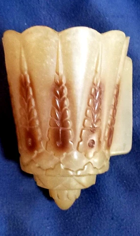 ONE each Glass Lincoln Machine Age Art Deco Fixture Slip Shade Chandelier 1930's Cover