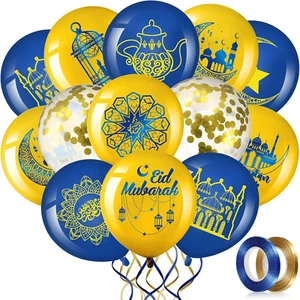 60 Pcs Ramadan Mubarak Balloons Eid Mubarak Party Decor Gold Confetti Balloon Mu - Picture 1 of 12