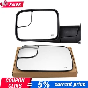 Espejo retrovisor de remolque con calefacción del lado del conductor de vidrio para Dodge RAM 05-08 1500/05-09 2500 3500 - Imagen 1 de 16