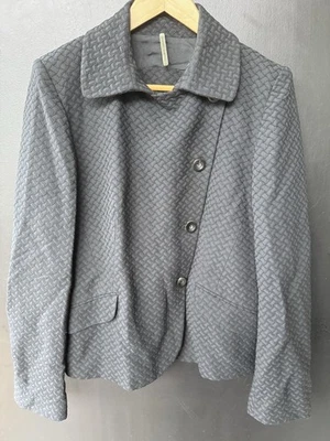 Jaqueta Piazza Sempione preta blazer espinha de peixe texturizada botão tamanho 46 / EUA L - Imagem 1 de 4