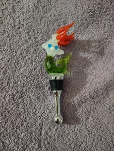 Tropical Mermaid Wine Bottle Glass Art Topper Stopper. - Picture 1 of 5